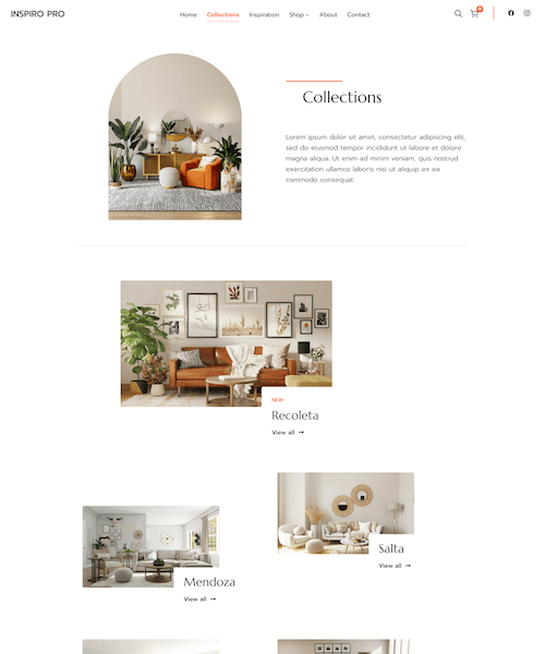 Collections page
