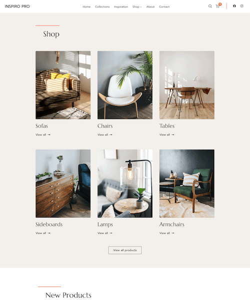 Shop page