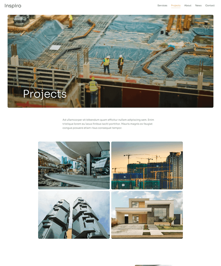 Projects page