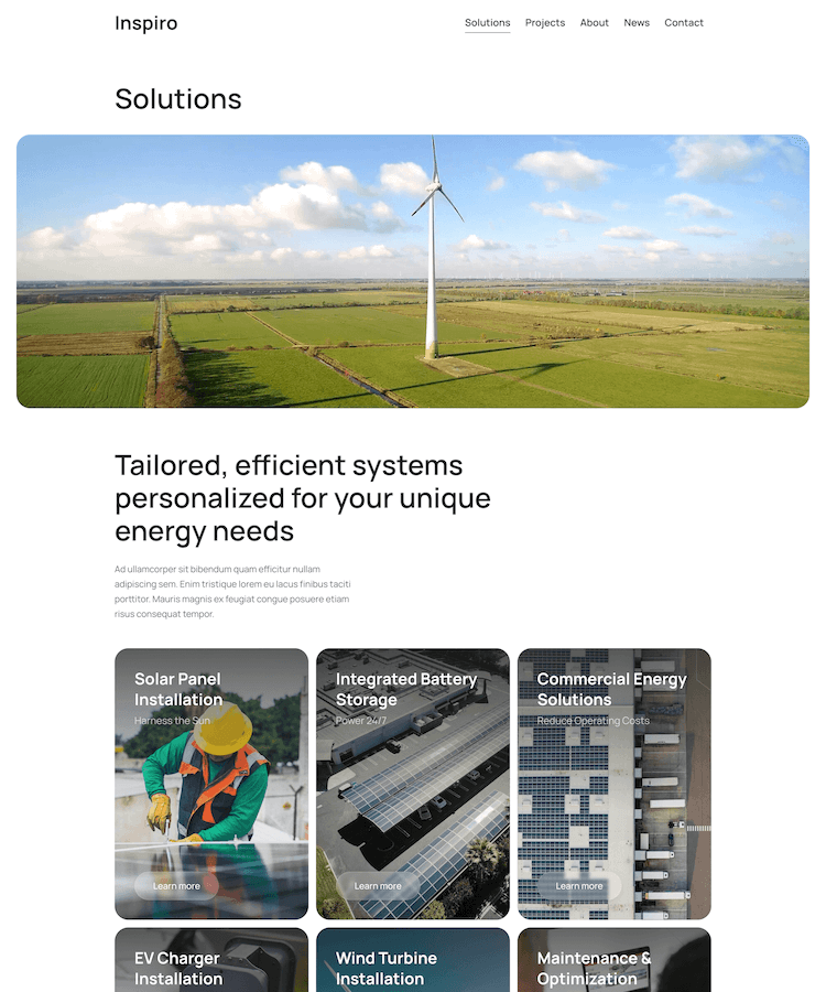 Solutions page