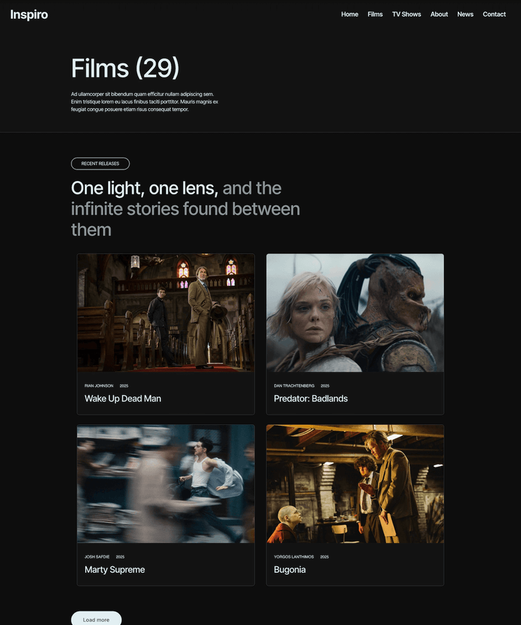 Movies page