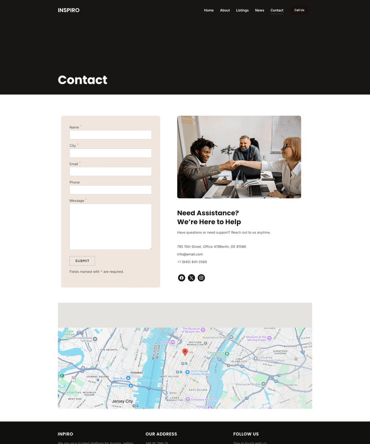 Contact page