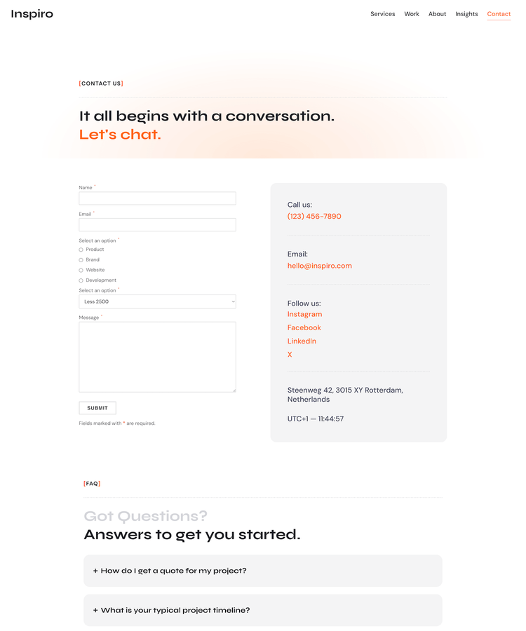 Contact page