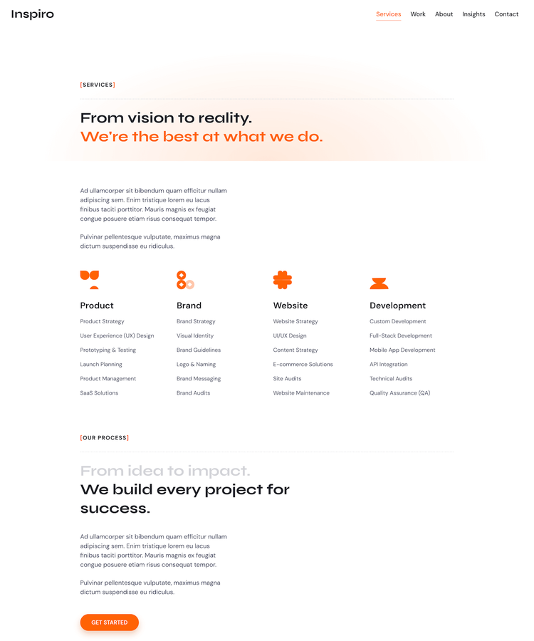 Services page