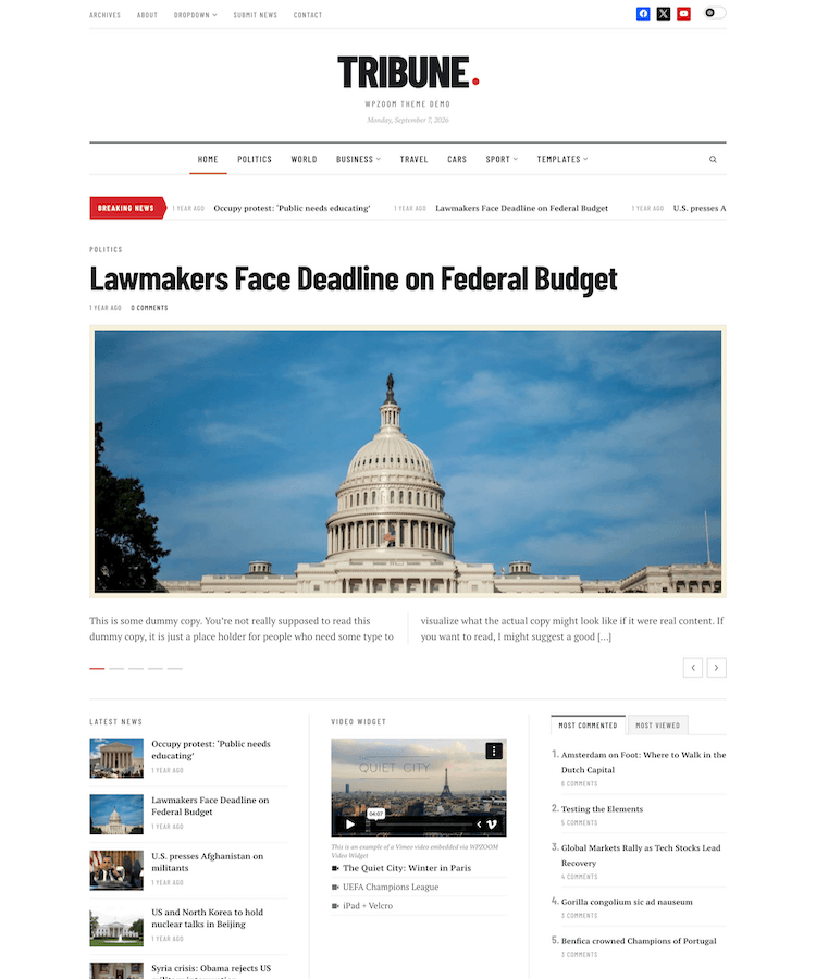 Tribune Broadsheet Demo